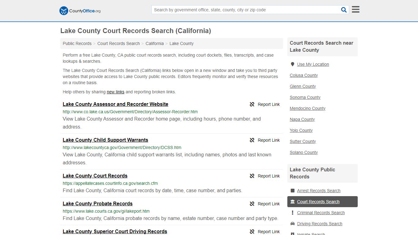 Lake County Court Records Search (California) - County Office