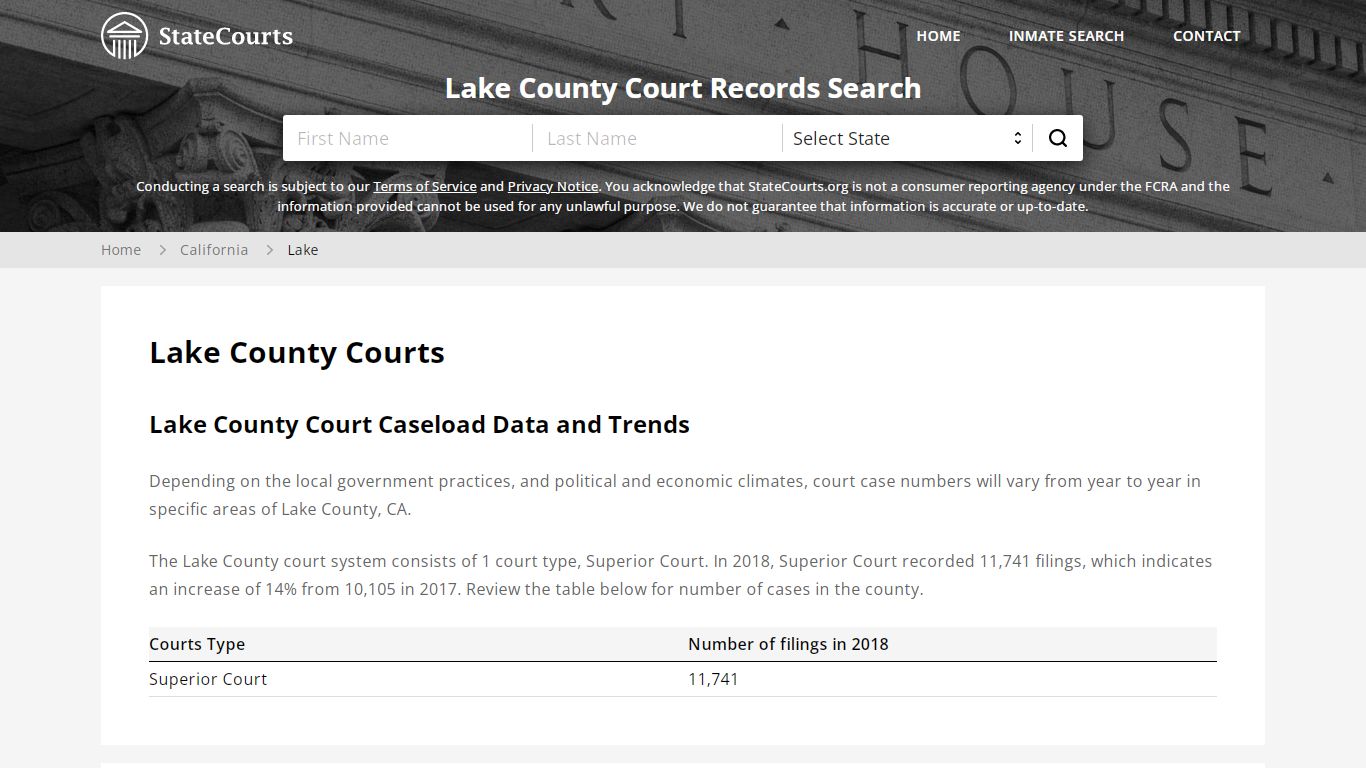 Lake County, CA Courts - Records & Cases - StateCourts